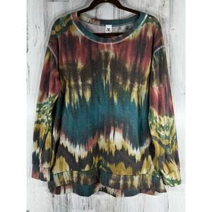 Sew In Love Womens Knit Pullover Shirt‎ Tie Dye Hi Low Hem Size Medium